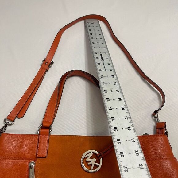 Michael Kors Orange Suede Leather Purse Handbag - Picture 7 of 16